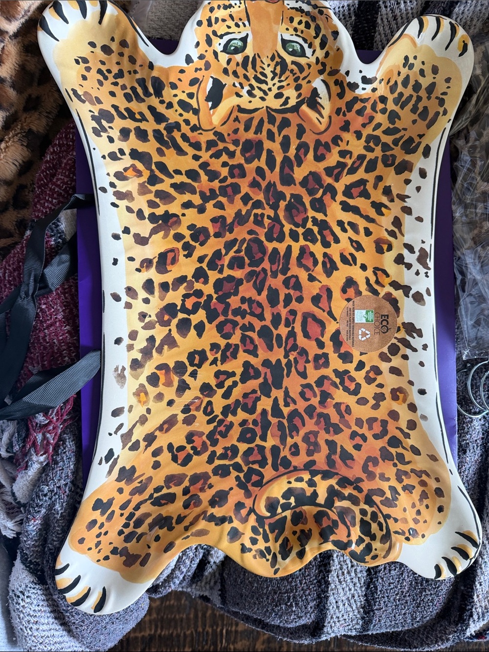 Leopard Print Decorative Platter BOA free - Bold Orange & Black